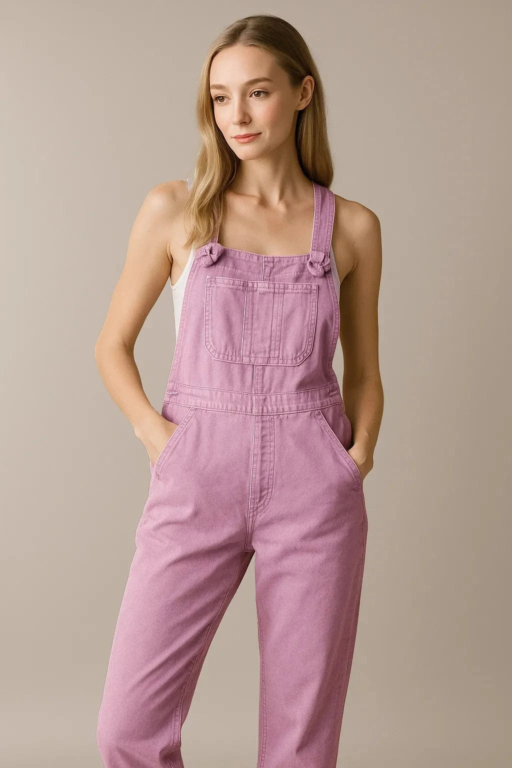 Washed Knot‑Strap Relaxed Denim Overalls – Zenana - Demented Sisters