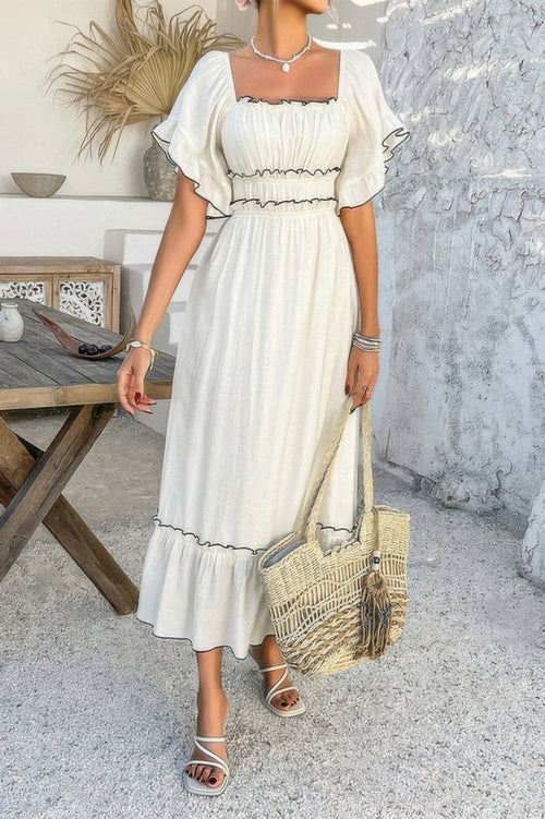 Off Shoulder Bodycon Backless Ruffle Trim Dress - Demented Sisters